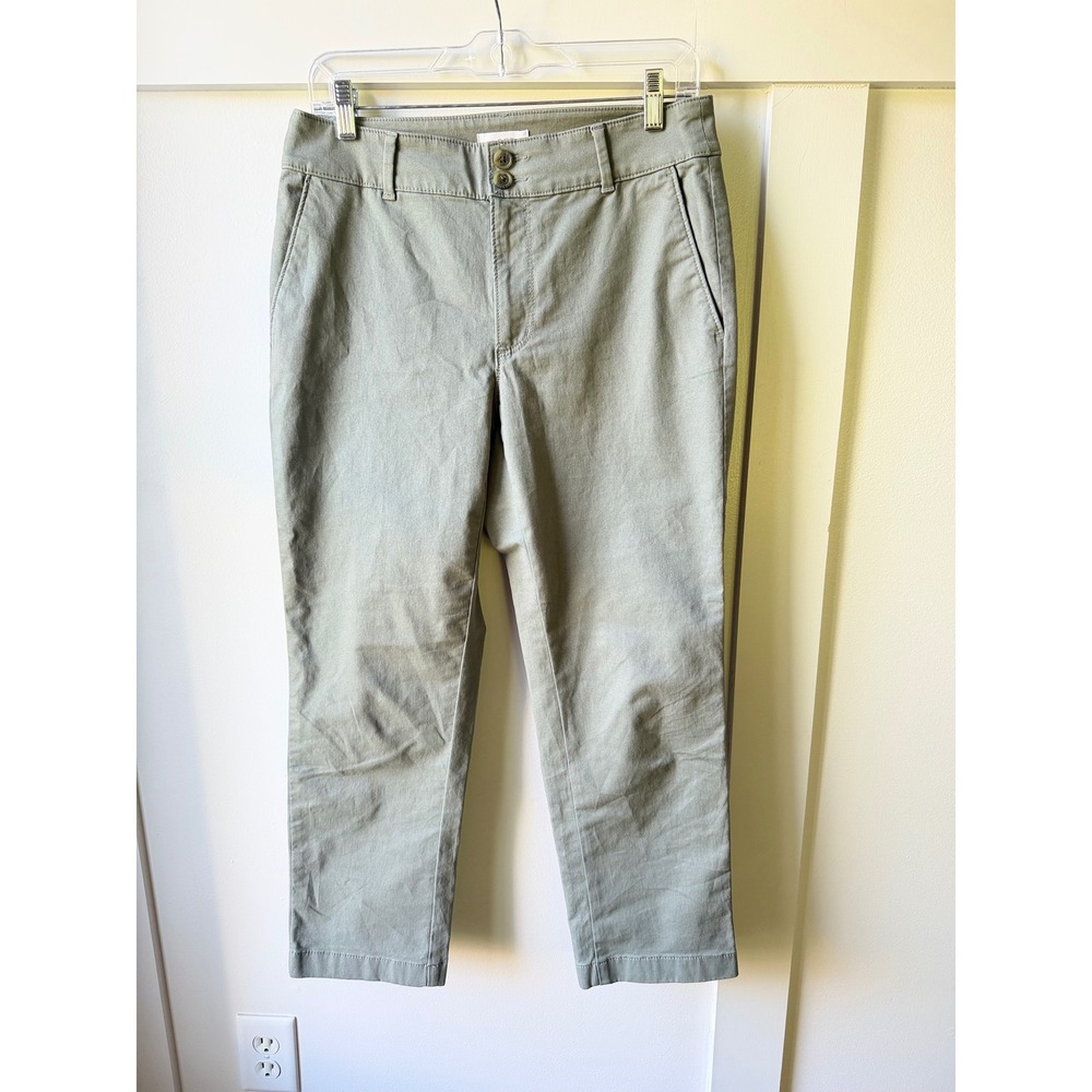 LOFT Outlet Chino Pants Straight Leg Sage Green Stretch Cotton Petite 6P